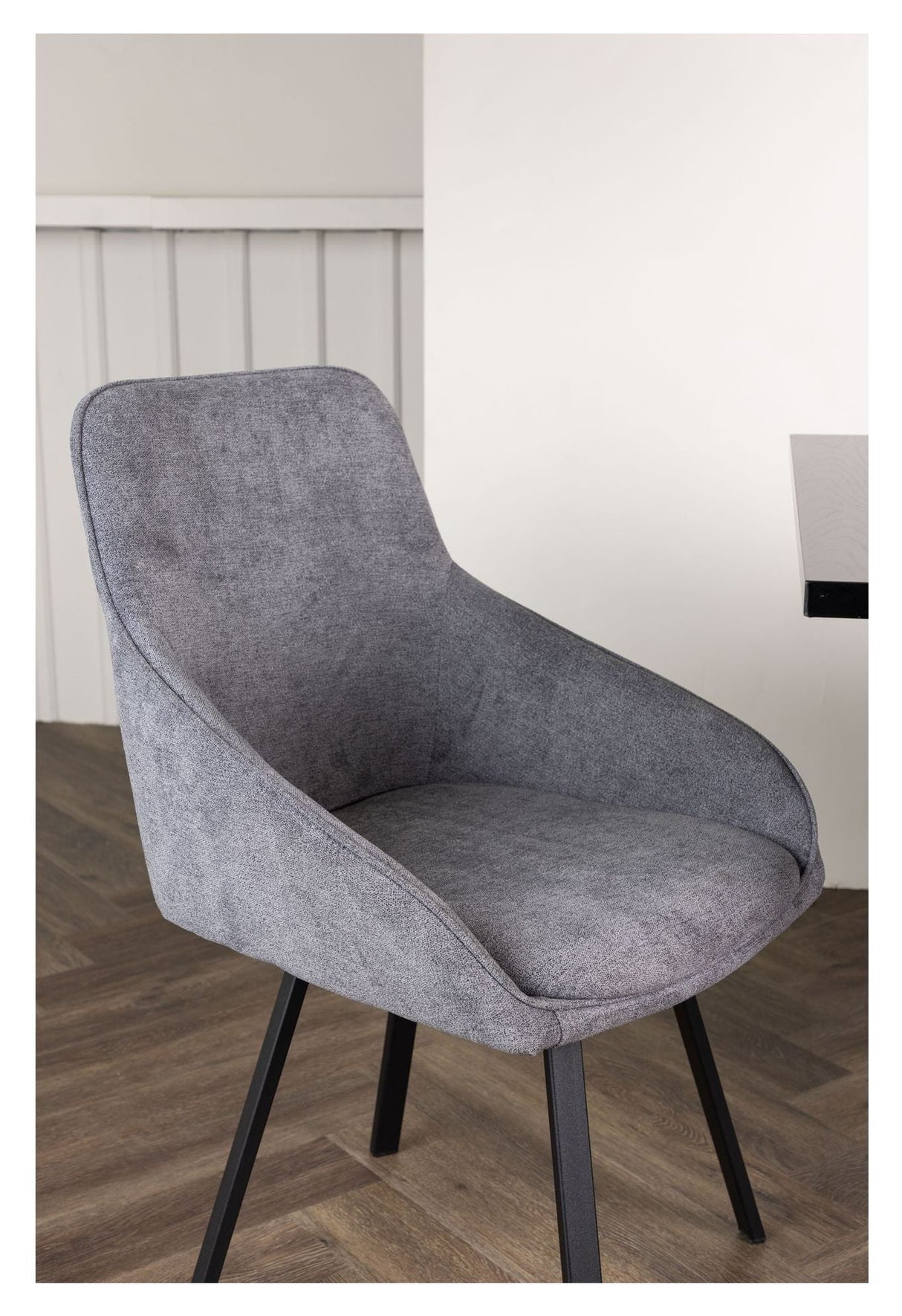 Rosie Dining Chair, Black, Dark Gray Fabric