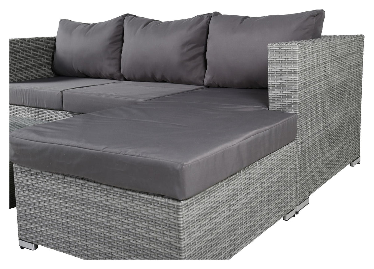 Rotterdam Lounge bed with table, Gray cord with gray cushions