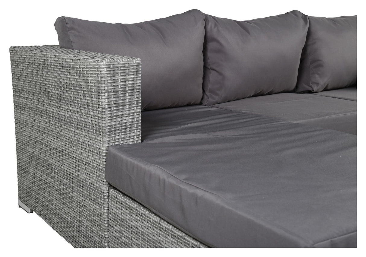 Rotterdam Lounge bed with table, Gray cord with gray cushions