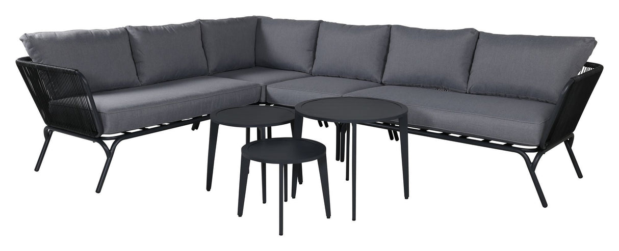 Roxo Lounge Set, black with gray cushions