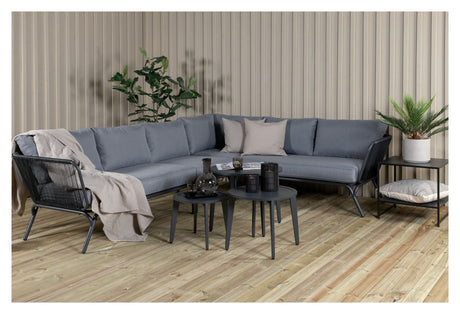 Roxo Lounge Set, black with gray cushions