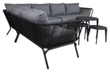 Roxo Lounge Set, black with gray cushions