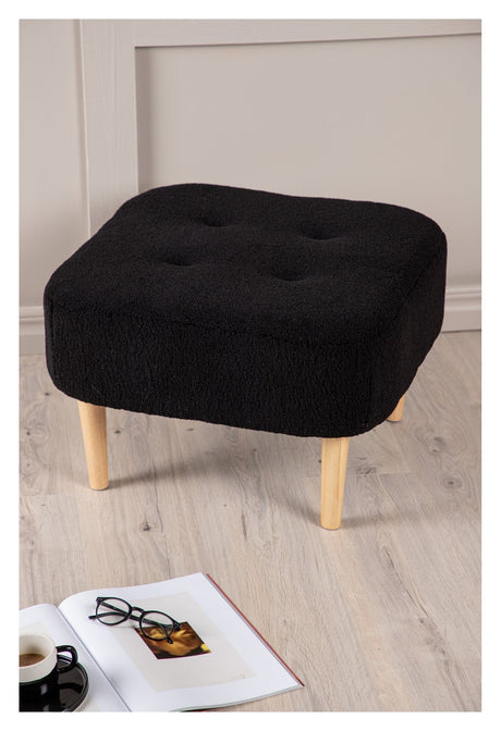 Salina Ottoman - Black fleece