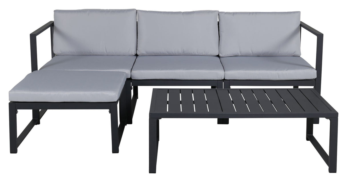 Salvador Lounge sofa with table, Black with gray cushions