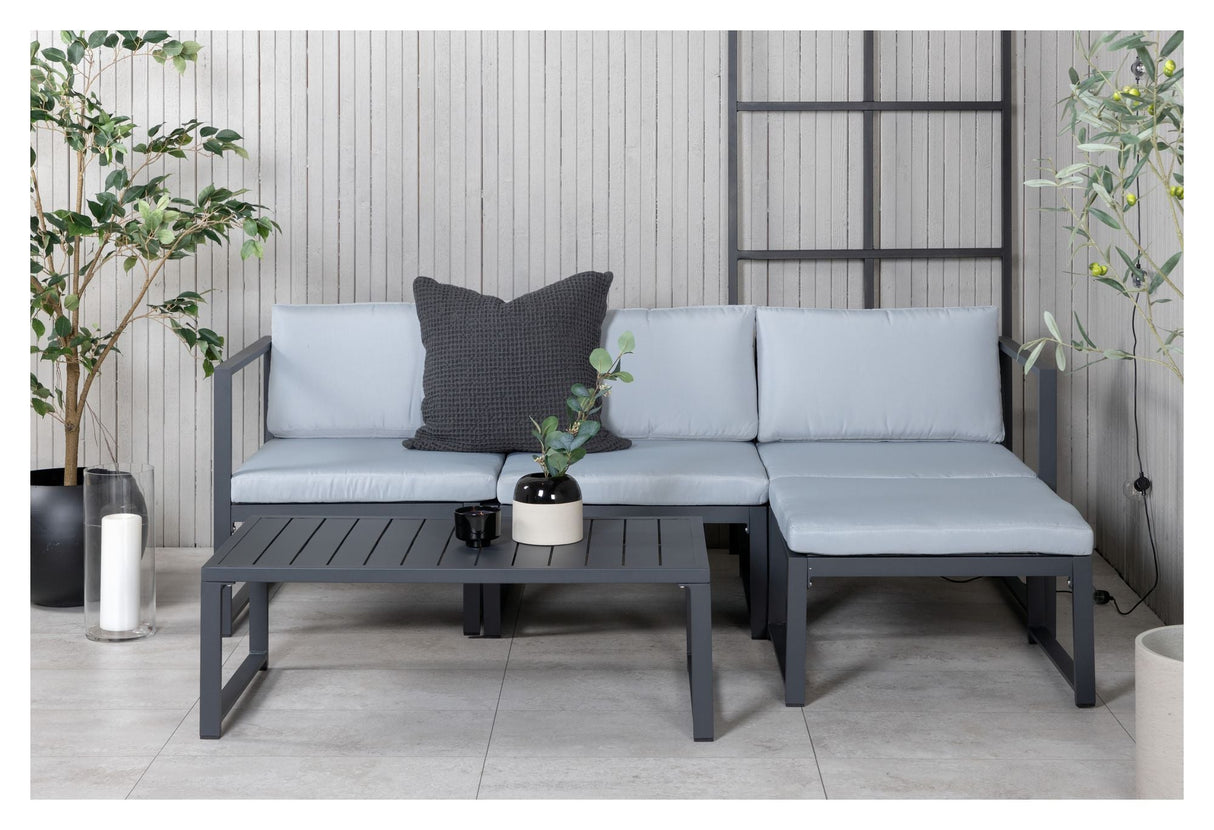 Salvador Lounge sofa with table, Black with gray cushions