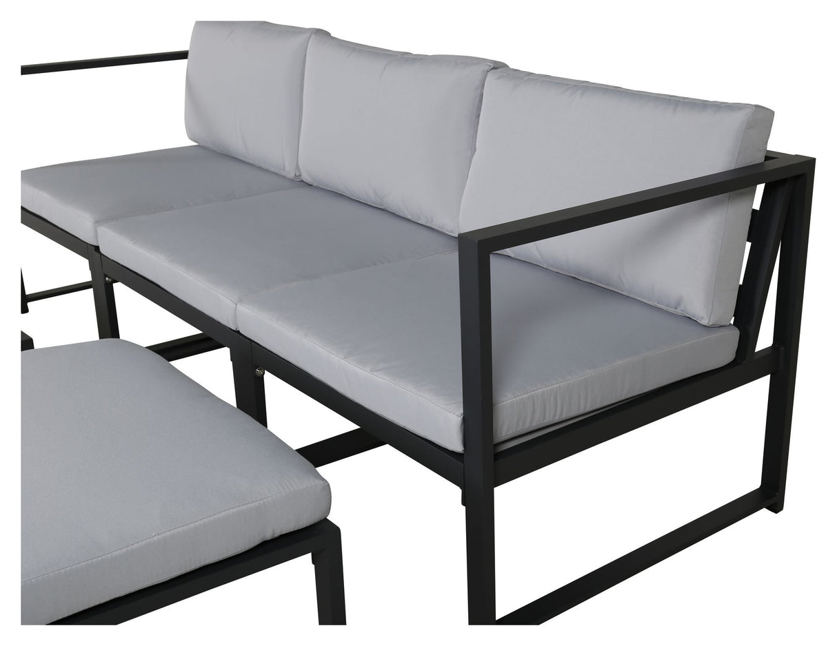 Salvador Lounge sofa with table, Black with gray cushions