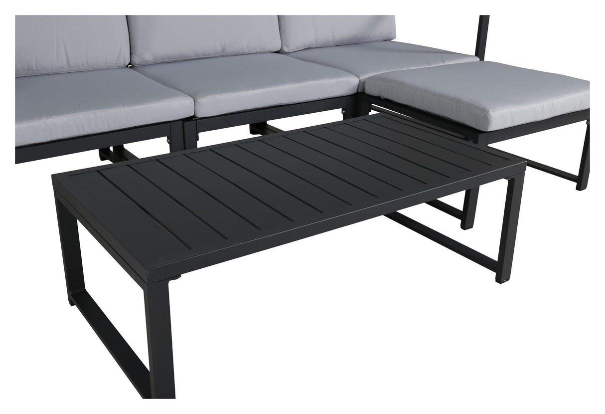 Salvador Lounge sofa with table, Black with gray cushions