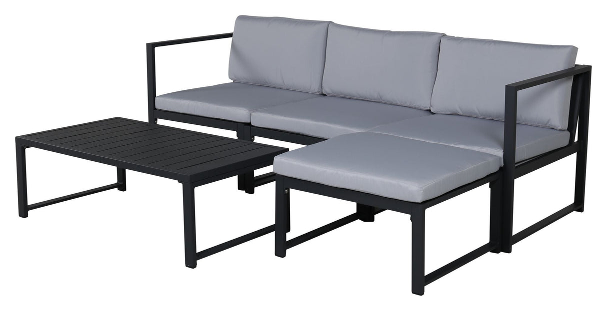 Salvador Lounge sofa with table, Black with gray cushions