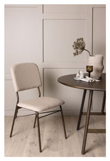 Seda Dining Chair, matte Brown, Beige Fabric