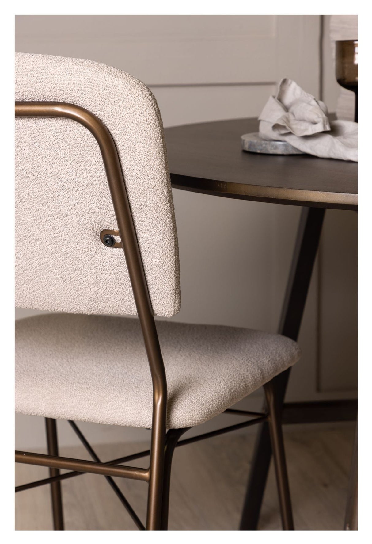 Seda Dining Chair, matte Brown, Beige Fabric