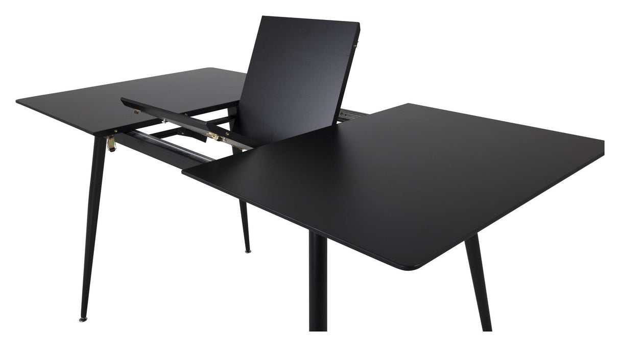 Silar Dining table with pull-out, black melamine, 120x80