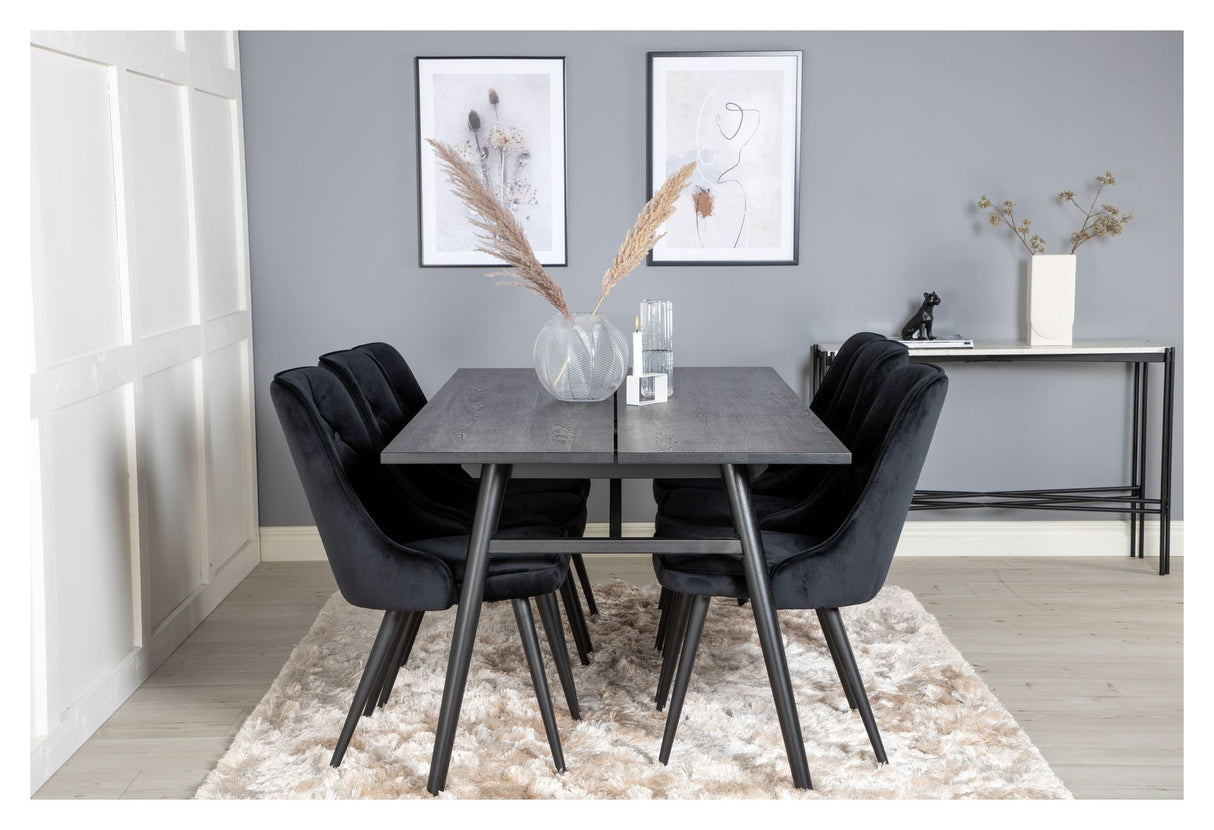 Sleek Dining table, Black brushed oak, 195x95