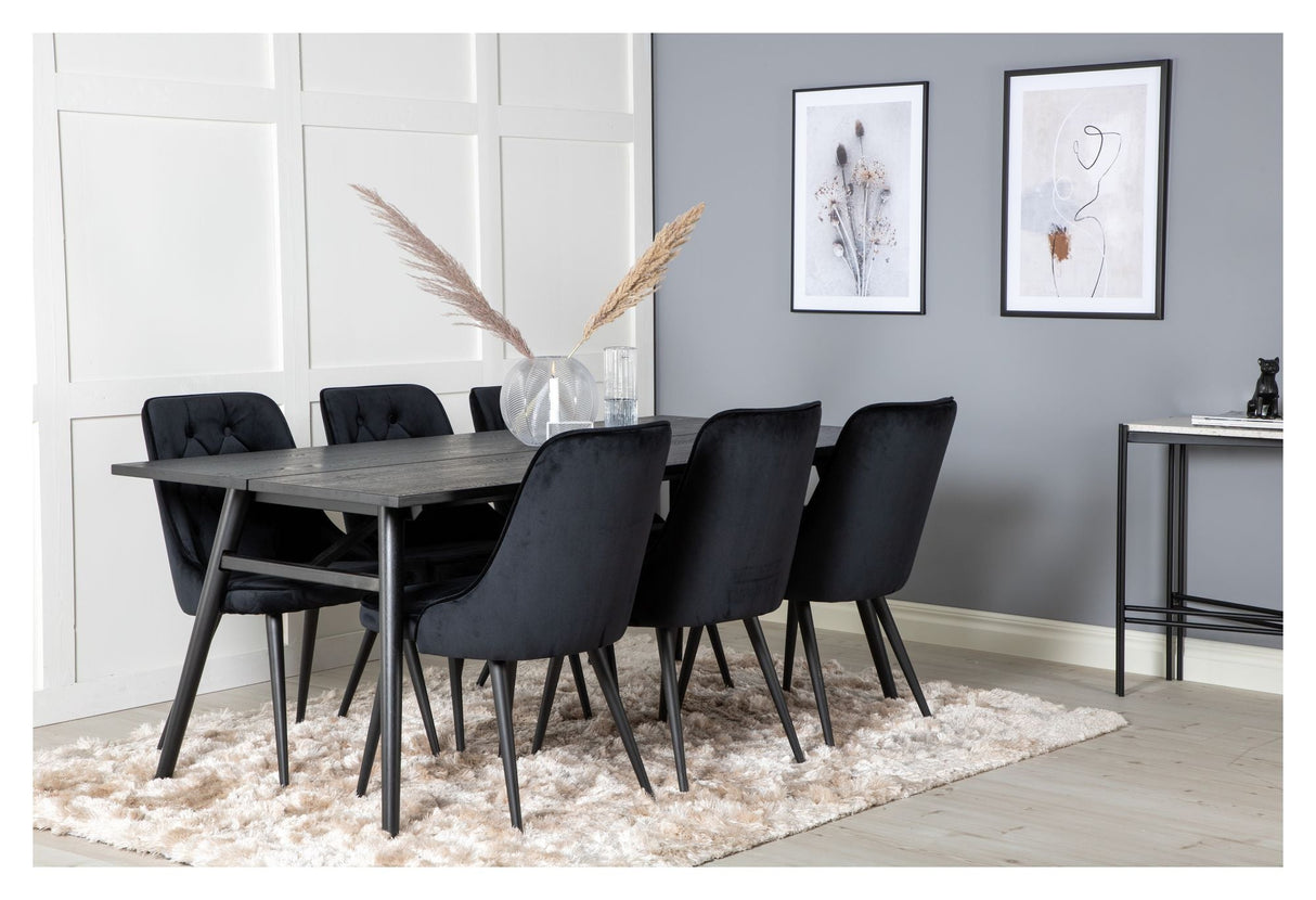 Sleek Dining table, Black brushed oak, 195x95