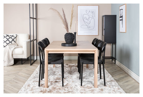 Slider Dining table with pull-out, whitewashed oak