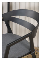 Slit Garden Chair with Cushion - Black/Gray