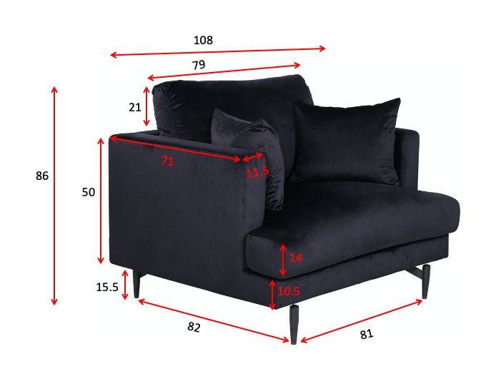 Sofia Armchair, Dark Gray Velvet