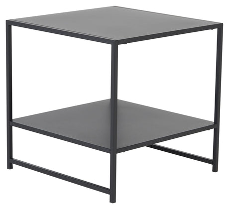 Staal, Side table with shelf, Black metal