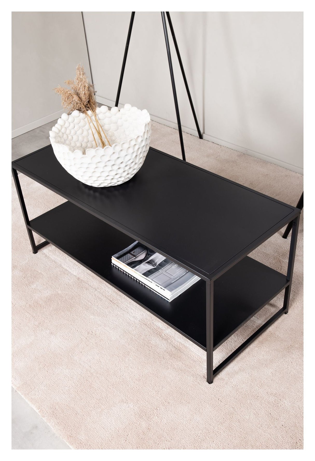 Staal, Coffee table with shelf, Black metal