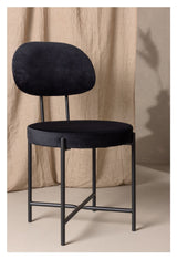 Stella Dining chair, Black, Black velvet