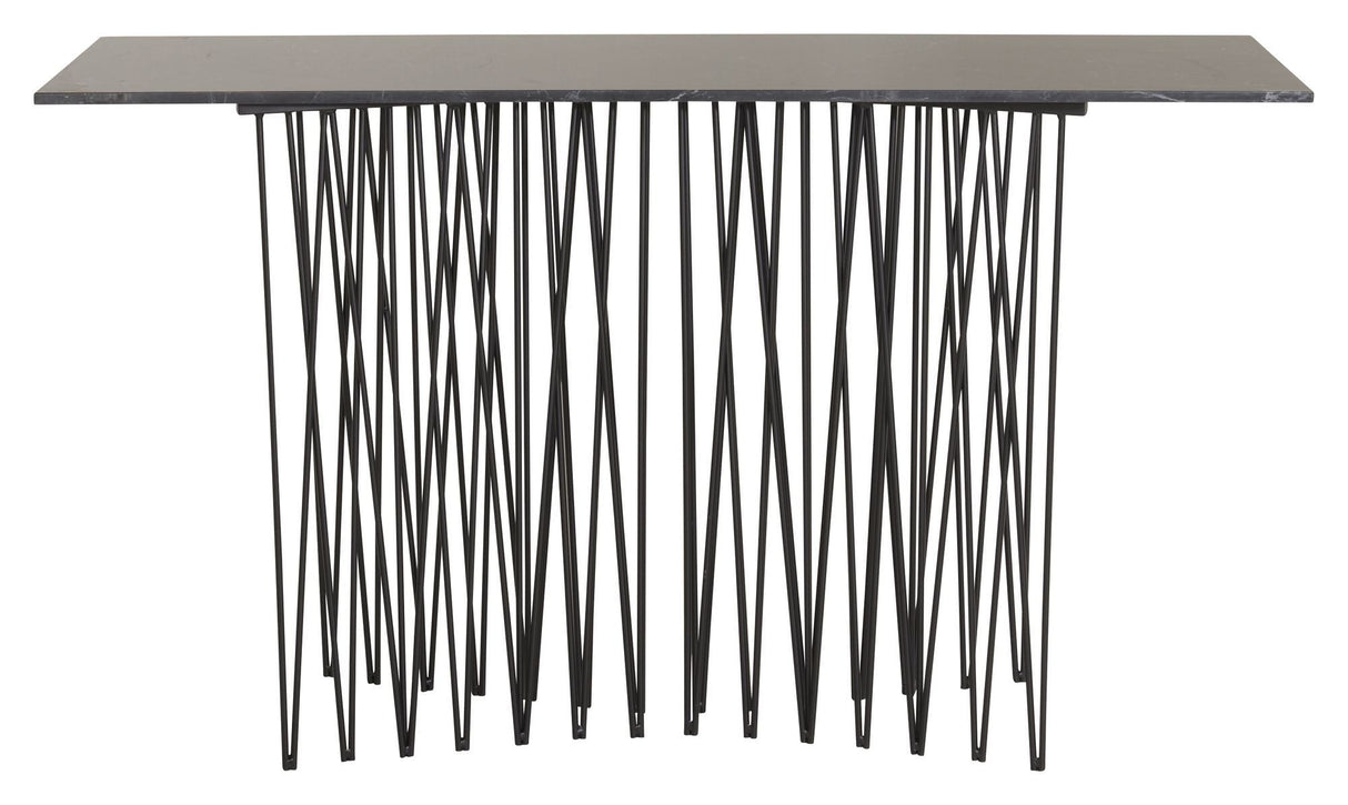 Stone Side Table - Black Stone/Metal, 130x37