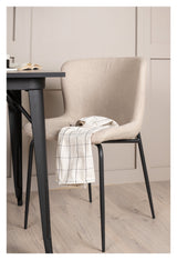 Tempe Dining table with 2 Modesto chairs - Black/Beige bouclé