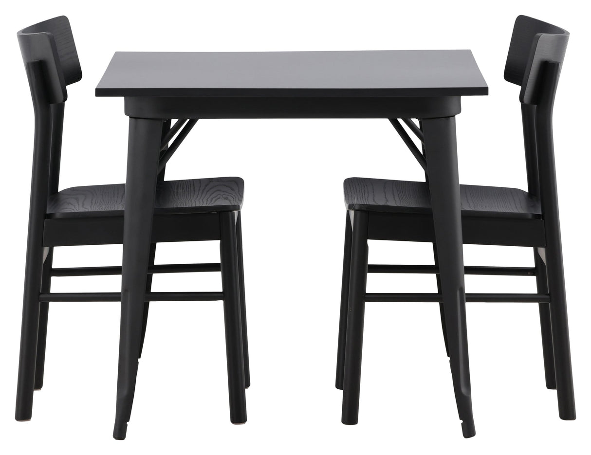 Tempe Dining table with 2 Montros chairs - Black/Nature