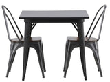 Tempe Dining table w. 2 Tempe chairs - Dark gray/Dark brown