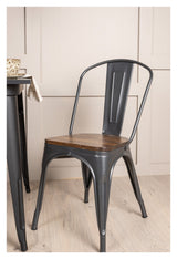 Tempe Dining table w. 2 Tempe chairs - Dark gray/Dark brown