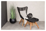 Tinkle Bell Lounge Chair incl. Footstool, Black Rope/Acacie