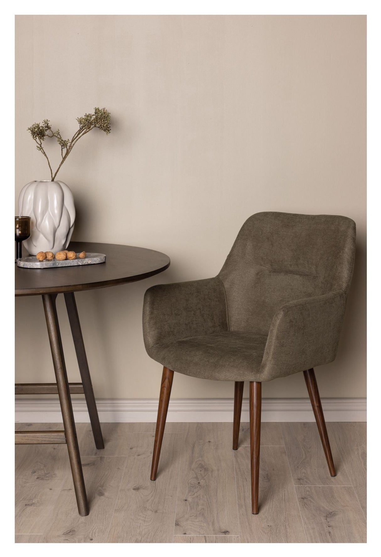 Tomorrow Dining Chair, Dark Walnut Look, Dark Gray/Brown Fabric