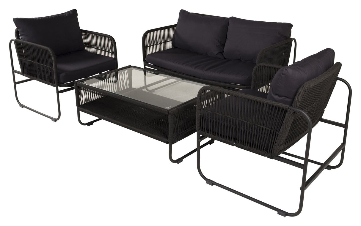 Utah Lounge Set, Black w. black cushions