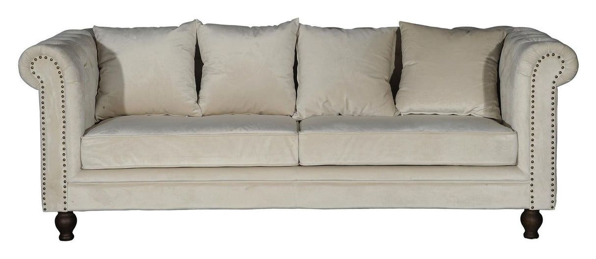 Velvet 3-pers. Sofa, Beige Velour