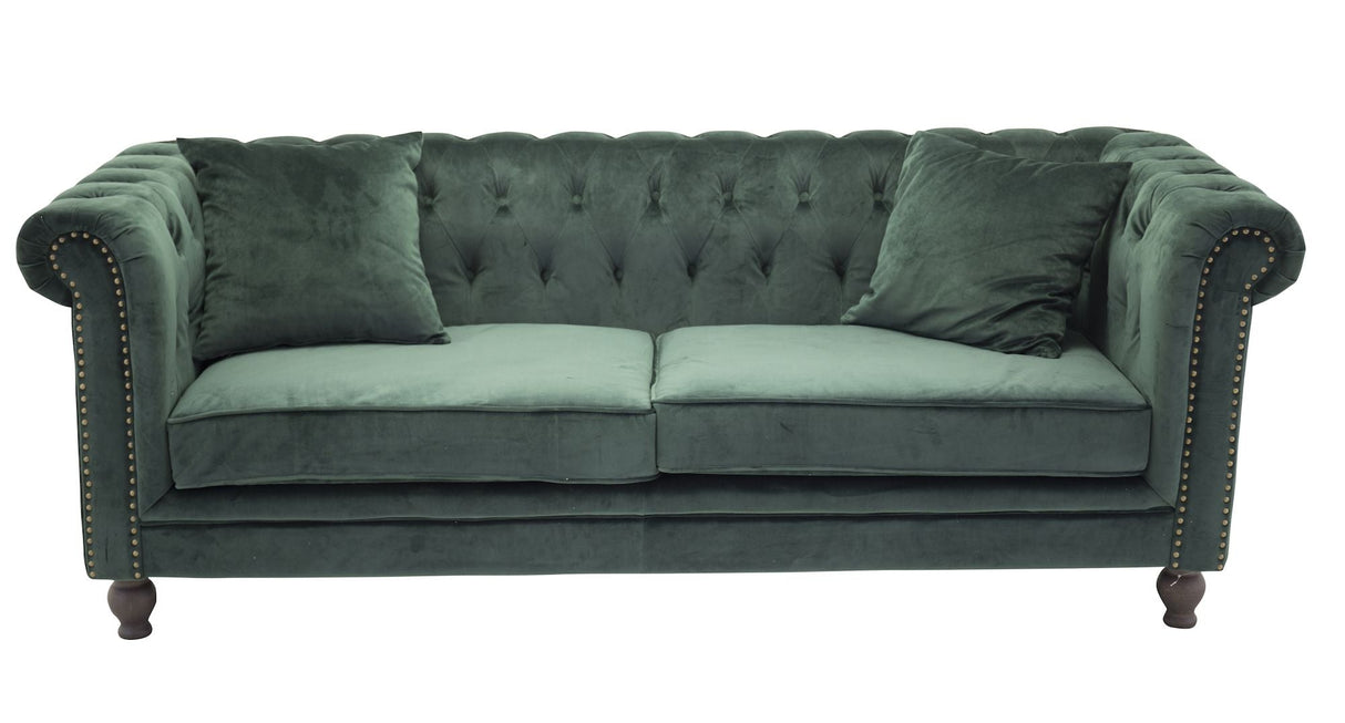 Velvet 3-seater sofa - Green Velour