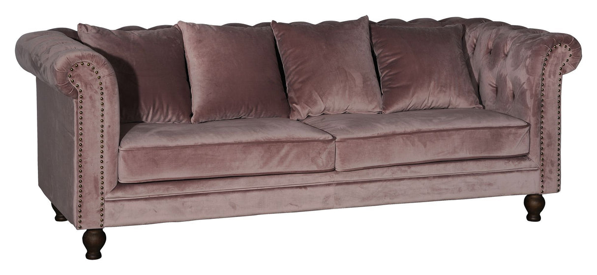 Velvet 3-pers. Sofa, Pink Velvet