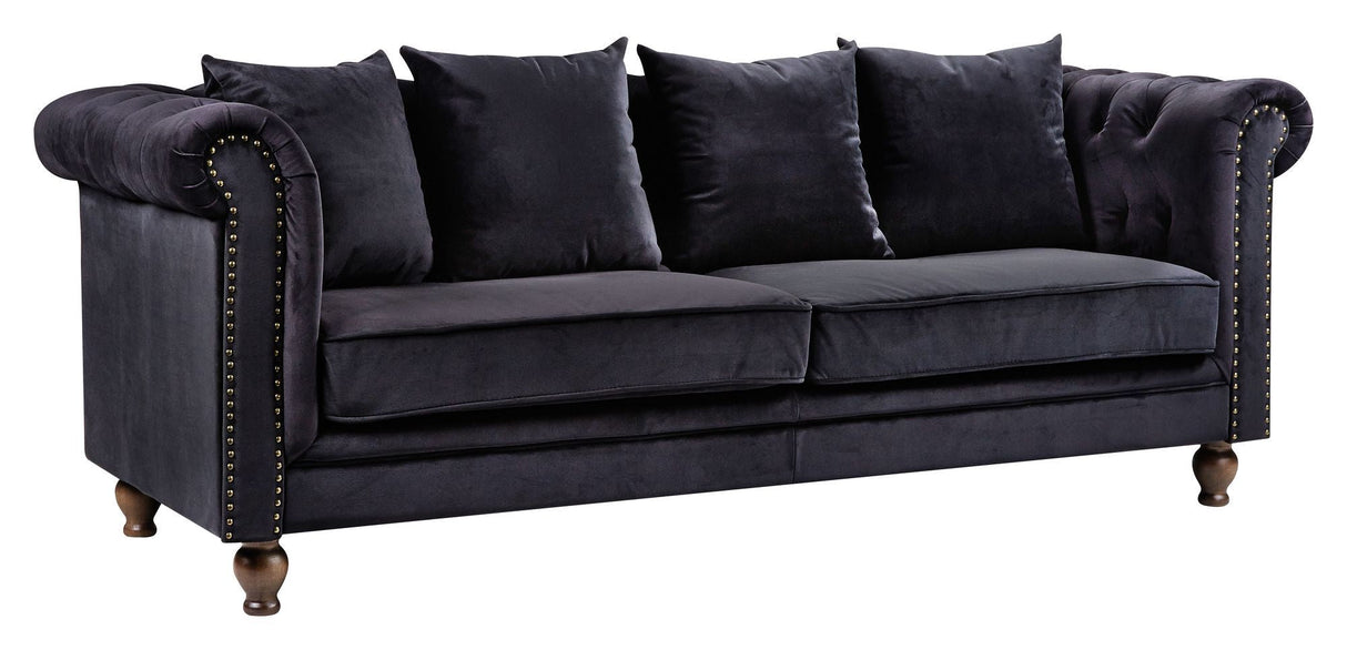 Velvet 3-pers. Sofa, Black Velvet