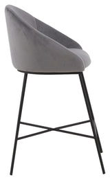 Velvet Barstool - Dark gray velvet