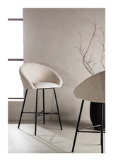 Velvet Bar Chair, Steel, White