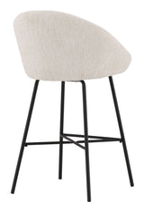 Velvet Bar Chair, Steel, White