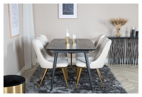 Velvet Delux Dining chair, Beige velour, brass legs