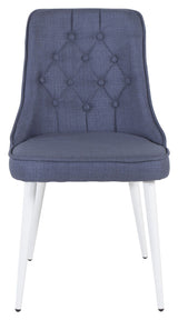 Velvet Delux Dining chair, Blue, White metal legs