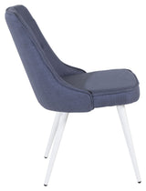 Velvet Delux Dining chair, Blue, White metal legs