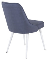 Velvet Delux Dining chair, Blue, White metal legs