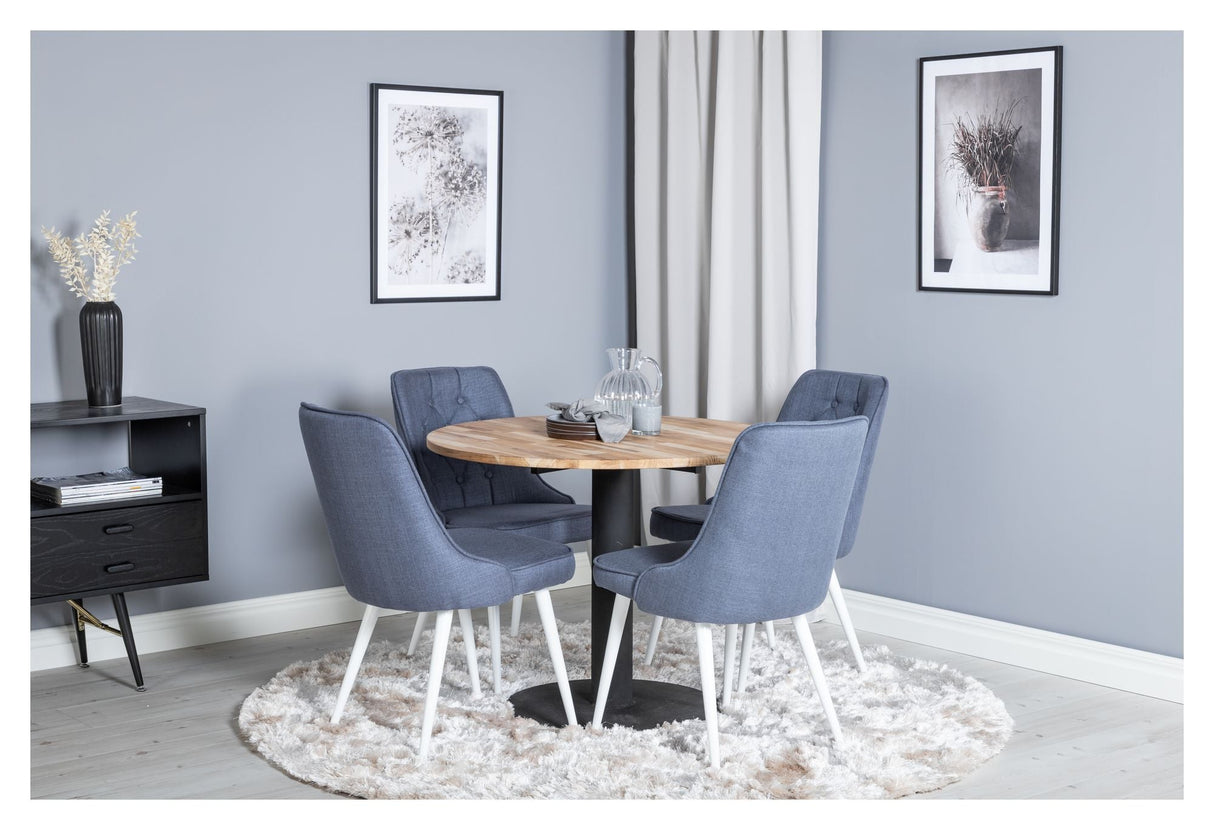 Velvet Delux Dining chair, Blue, White metal legs