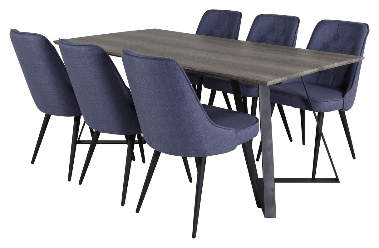 Velvet Delux Dining chair, Blue, Black metal legs