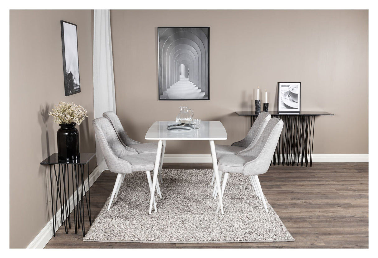 Velvet Delux Dining chair, Gray, White metal legs