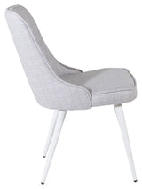 Velvet Delux Dining chair, Gray, White metal legs