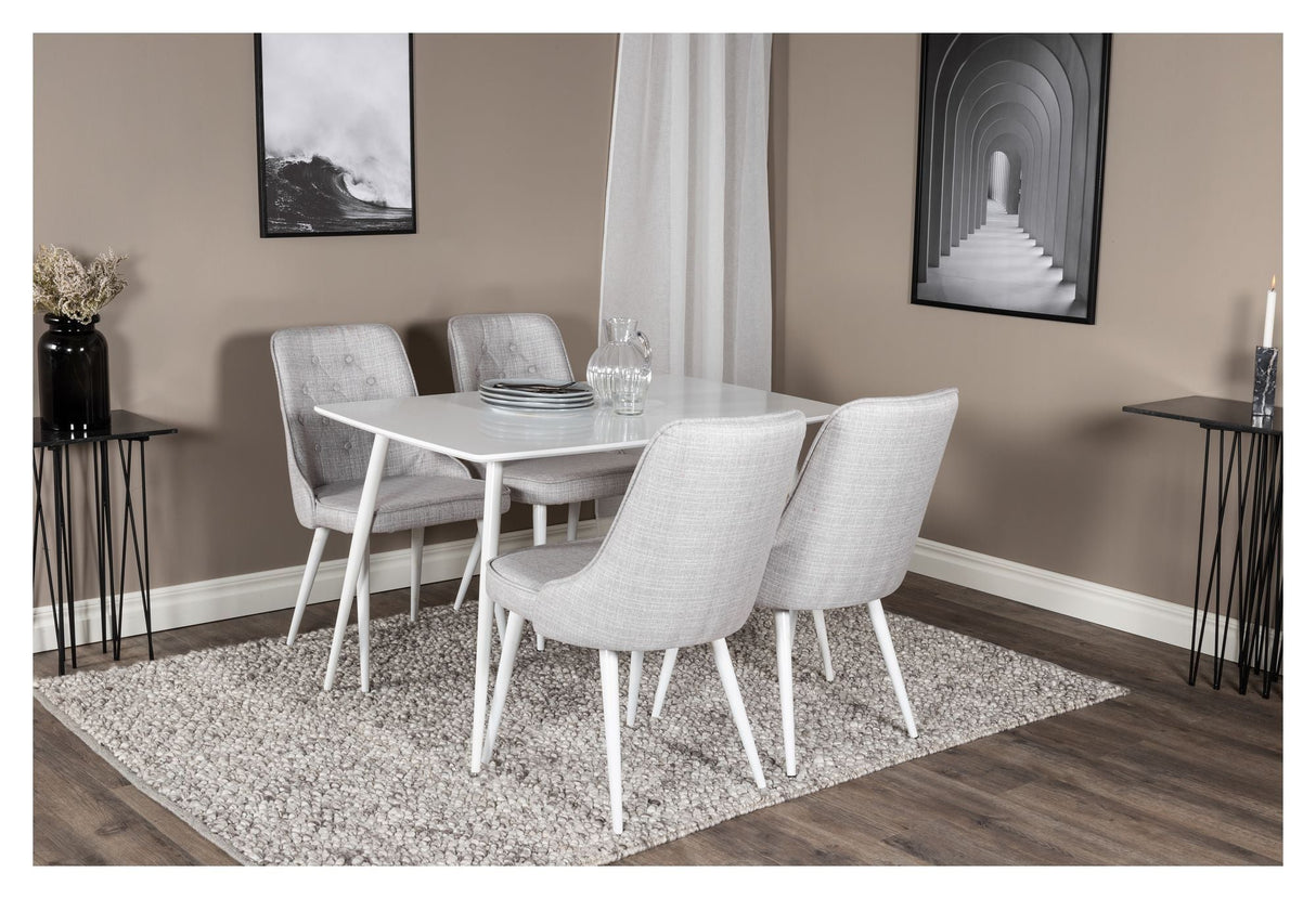 Velvet Delux Dining chair, Gray, White metal legs