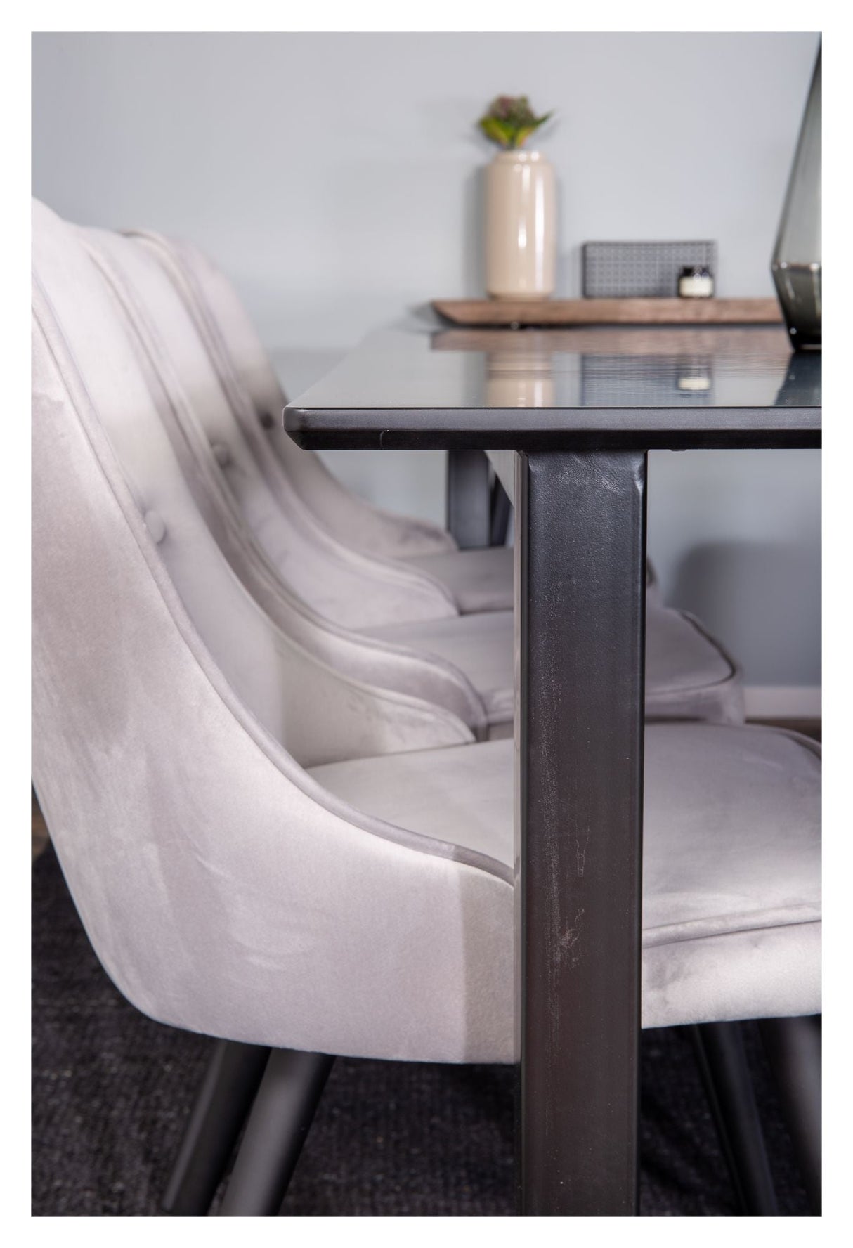 Velvet Deluxe Dining Chair, Gray Velvet