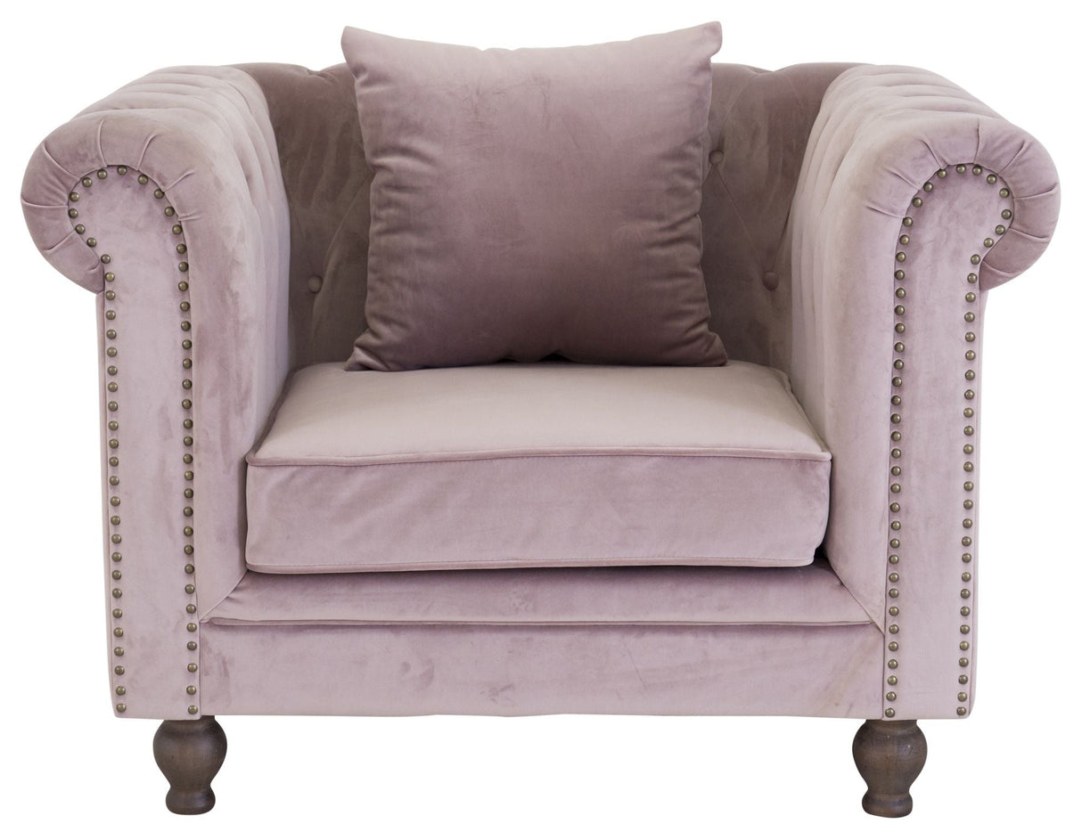 Velvet Armchair, Dusty Pink Velvet