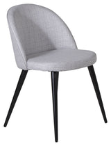 Velvet Dining chair, Gray, Black metal legs